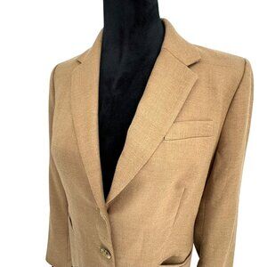 J Crew Schoolboy Blazer Womens Camel Size 8 Gold Buttons Old Money Preppy Wool
